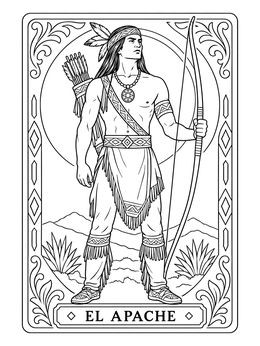 Free printable El Apache Loteria Card coloring page