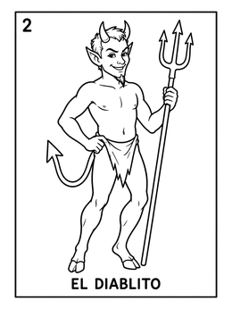 Free printable El Diablito Loteria Card coloring page