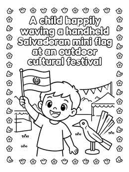 Free printable Child Waving Flag With Wooden Bird Craft coloring page
