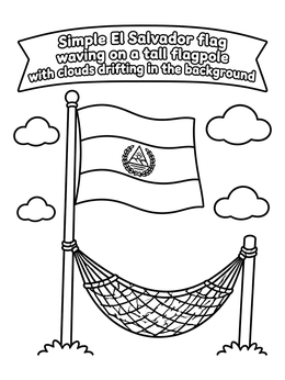 Free printable El Salvador Flag And Hammock coloring page