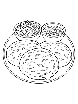 Free printable Salvadoran Pupusas With Curtido And Salsa coloring page