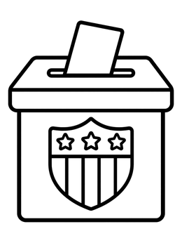 Free printable Ballot Box With Patriotic Shield coloring page