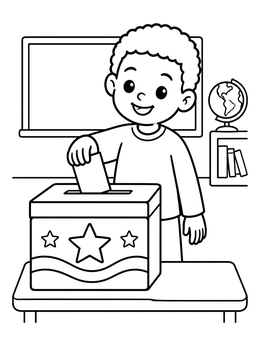 Free printable Boy Casting A Vote In Class coloring page