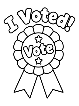 Free printable I Voted Ribbon Rosette Badge coloring page
