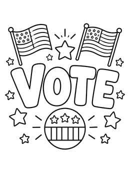 Free printable Vote Letters With American Flags coloring page