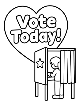 Free printable Voting Booth And Vote Today Heart coloring page