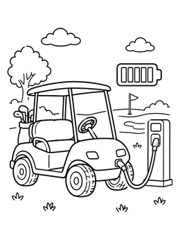 Free printable Golf Cart At Charging Station coloring page