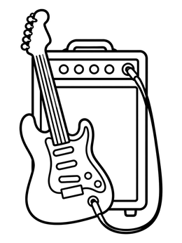 Free printable Electric Guitar With Amplifier coloring page