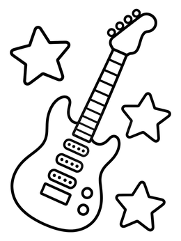 Free printable Electric Guitar With Shining Stars coloring page
