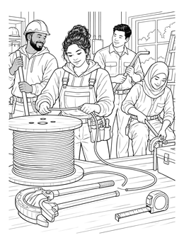 Free printable Electrician Apprentice Workshop Training coloring page