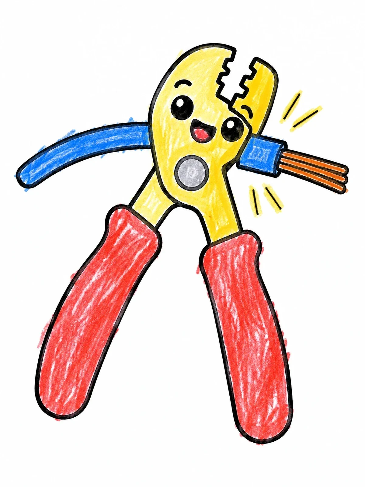 Colored example of the Happy Wire Stripper Tool coloring page
