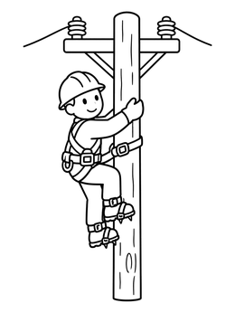 Free printable Lineman Climbing A Utility Pole coloring page