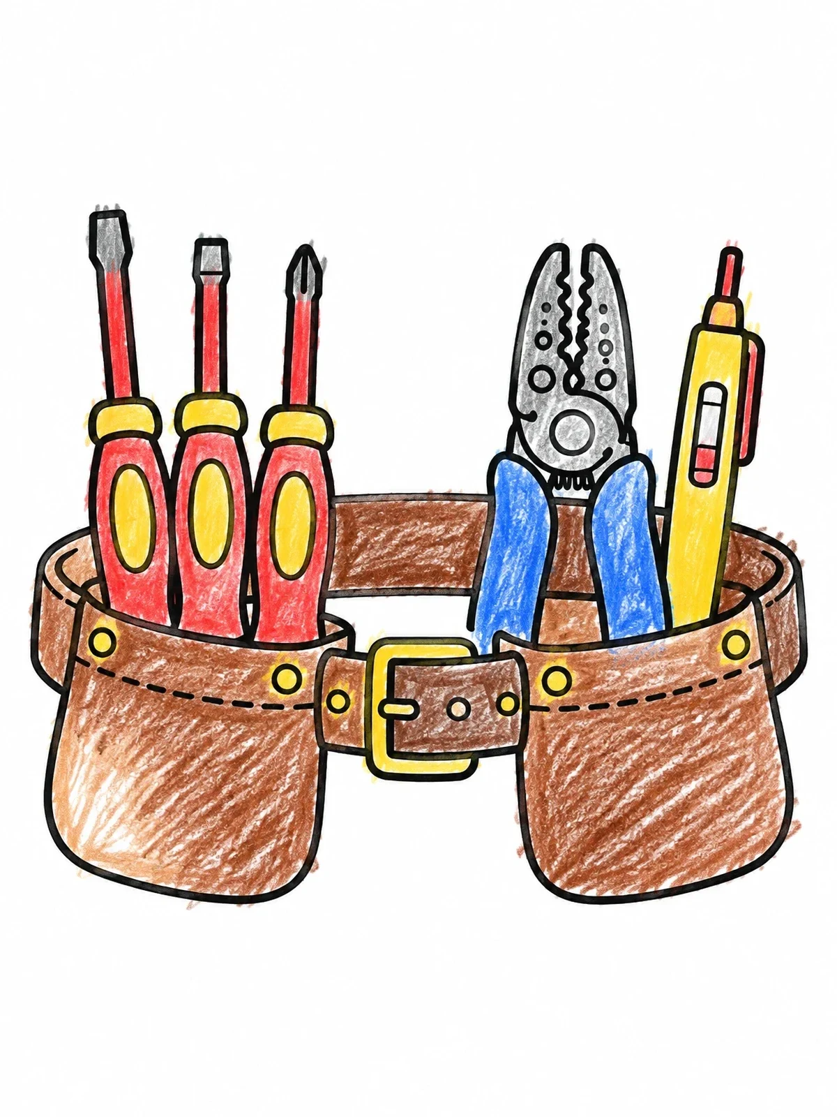 Colored example of the Electrician Tool Belt And Gear coloring page