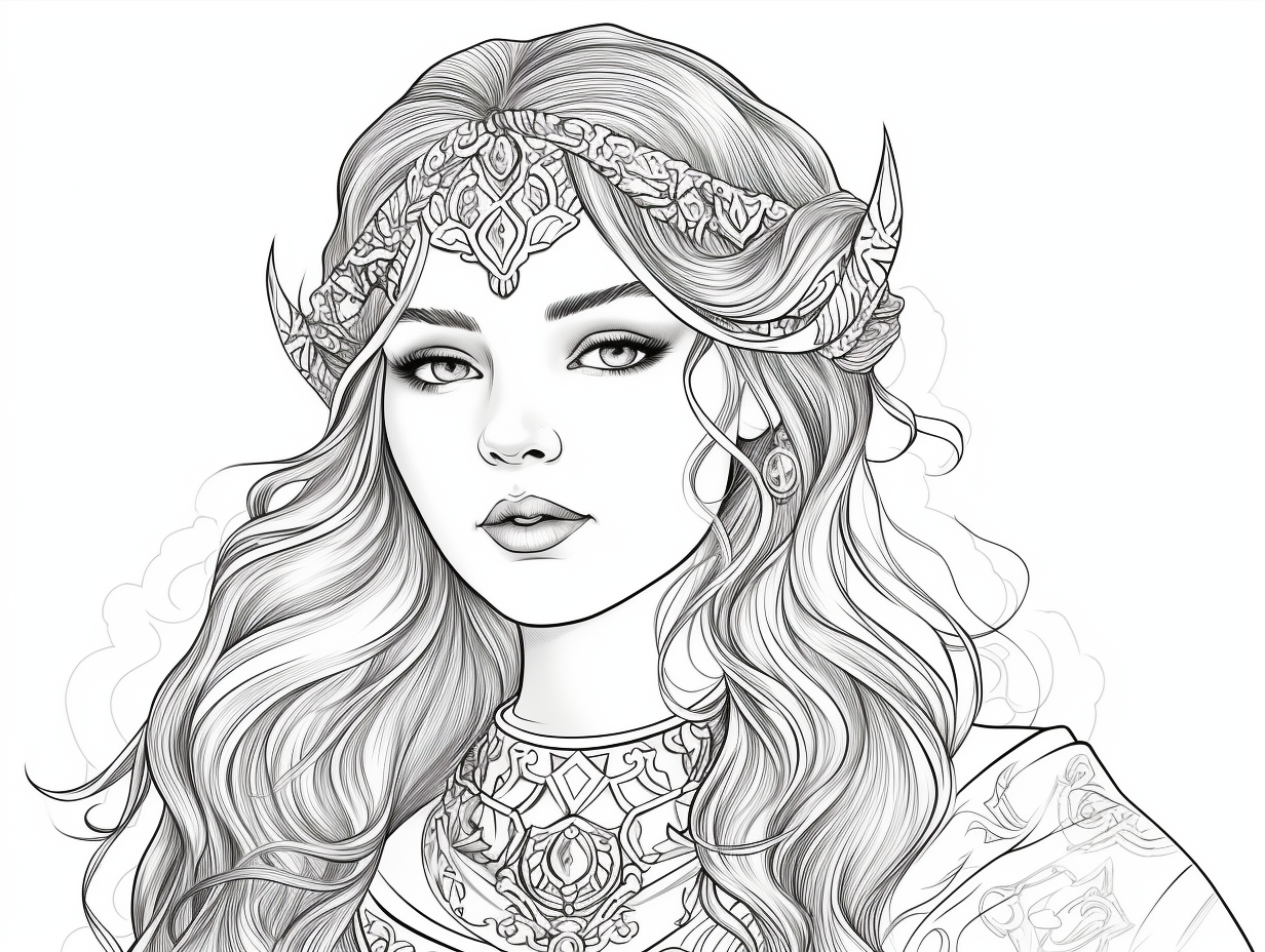 Elegant Medieval Princess To Color - Coloring Page