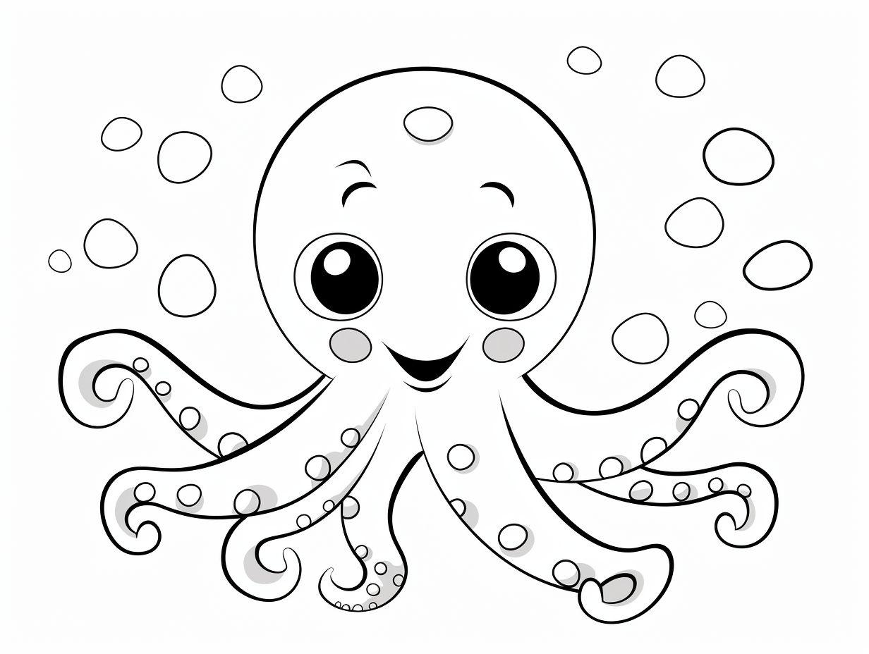 Elegant Octopus To Color - Coloring Page