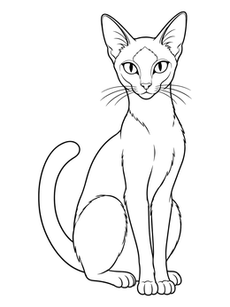 Free printable Elegant Slender Siamese Anime Cat coloring page