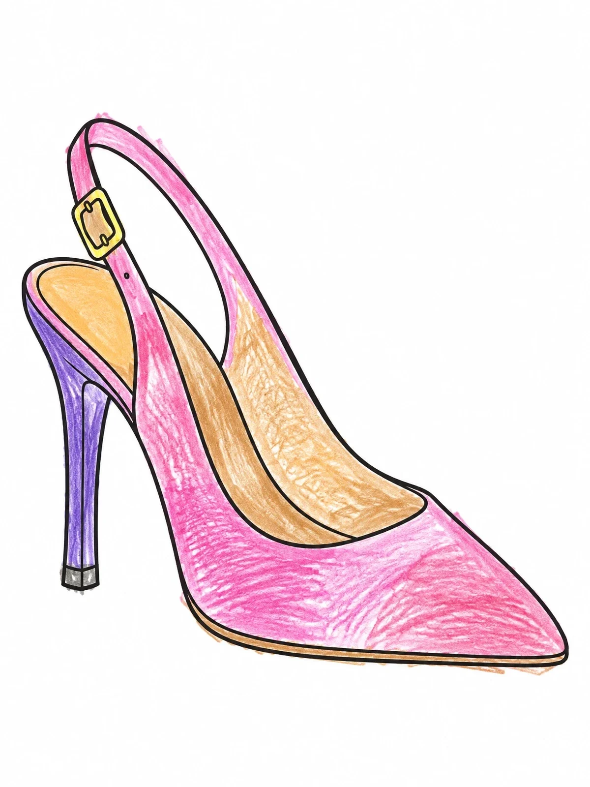 Colored example of the Elegant Slingback High Heel Shoe coloring page