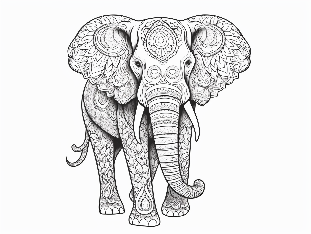 Elephants Celebrating Christmas: Coloring - Coloring Page