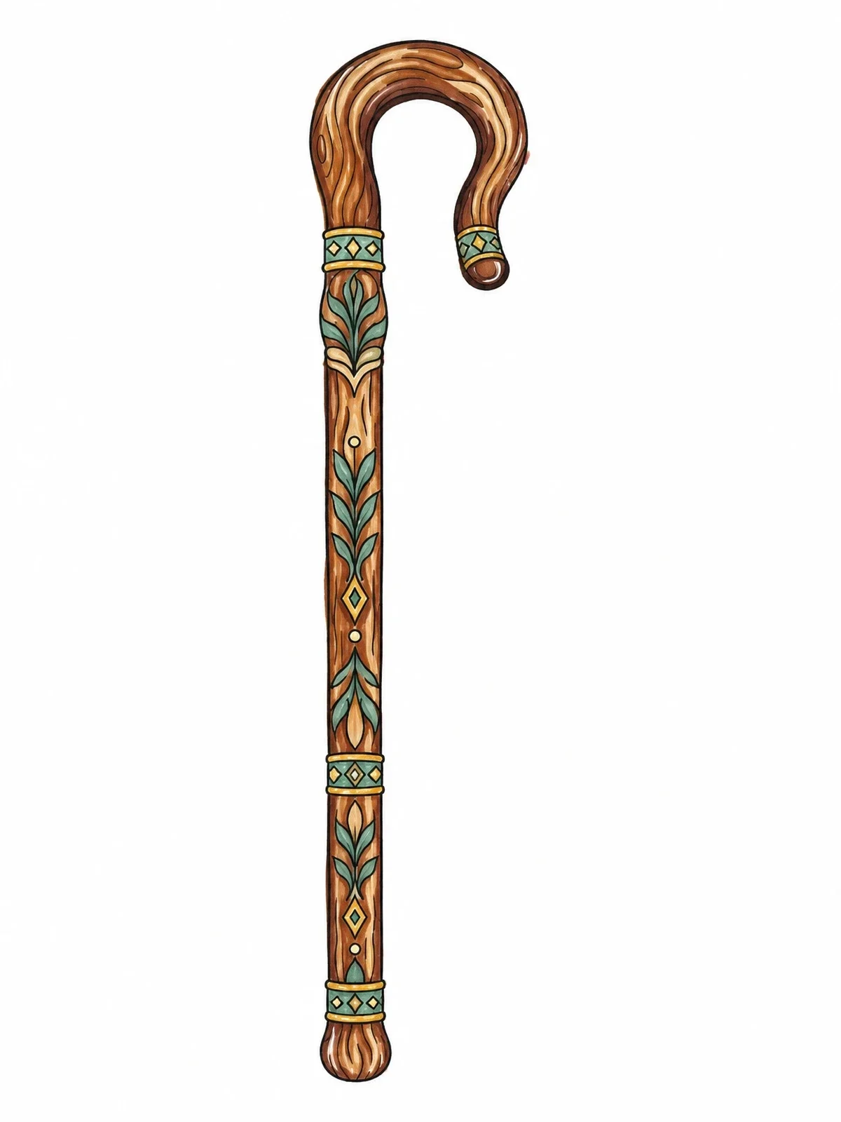 Colored example of the Carved Wooden Shepherd's Staff coloring page