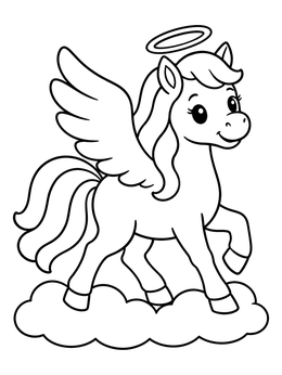 Free printable Cute Heavenly Winged Horse coloring page
