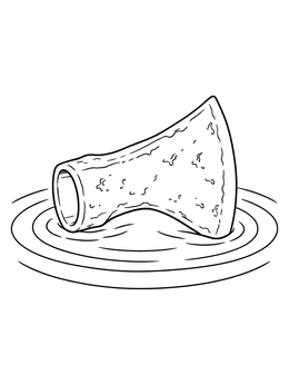 An elijah and elisha coloring page featuring the miraculous iron axe head floating on water ripples.