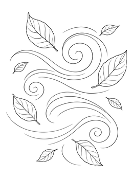 Swirling autumn breeze illustration in an elijah and elisha coloring page.