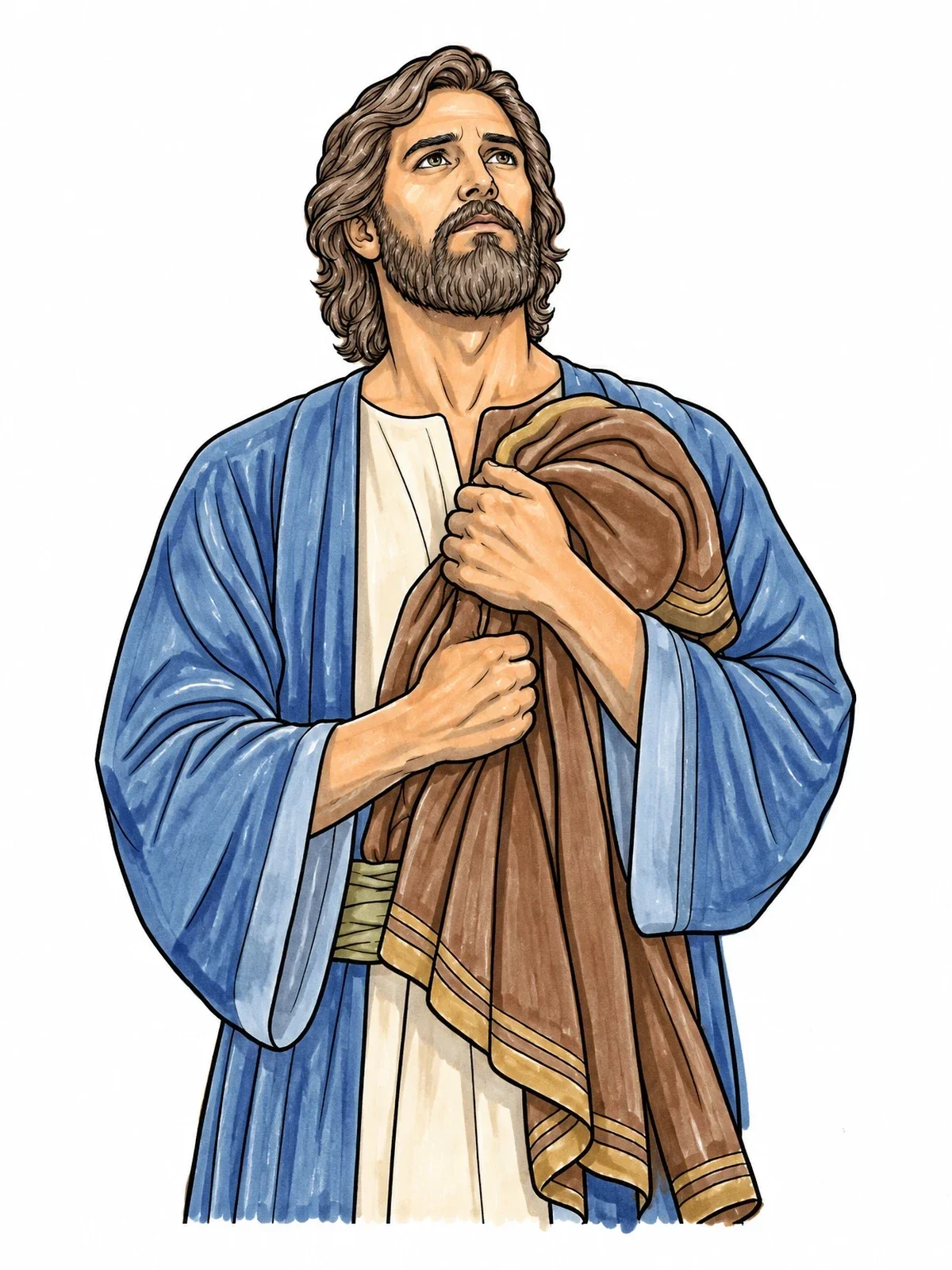 Colored example of the Prophet Elisha Holding The Mantle coloring page