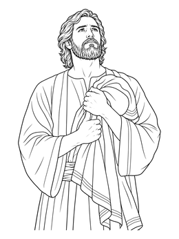 Elisha looks upward holding a cloth on this elijah and elisha coloring page.