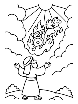 Free printable Elijah Ascending In The Fiery Chariot coloring page