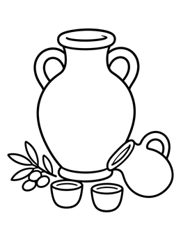 Free printable Widow's Oil Jugs And Cups coloring page