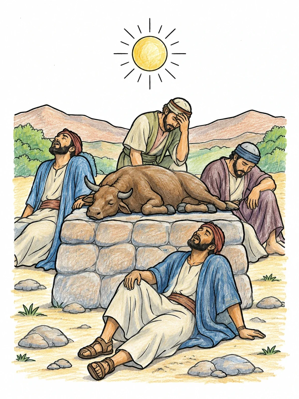 Colored example of the Exhausted Prophets Of Baal At Midday coloring page