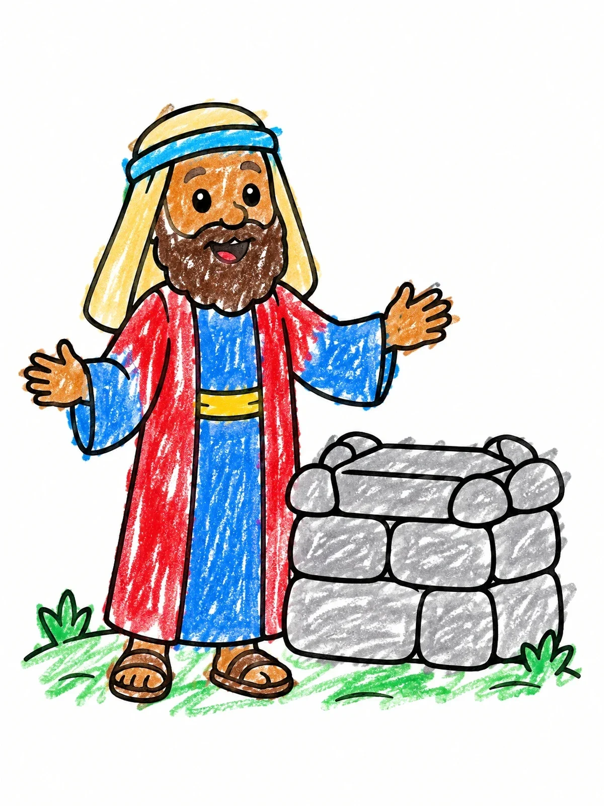 Colored example of the Prophet Beside The Stone Altar coloring page