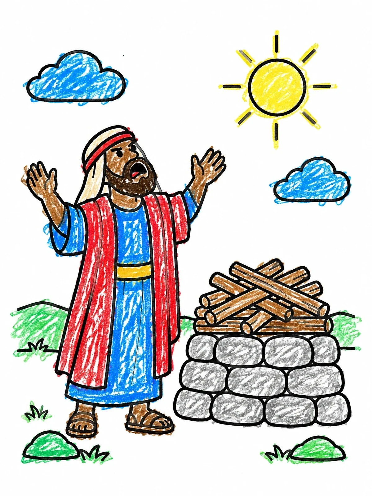 Colored example of the Prophet Of Baal Beside The Altar coloring page