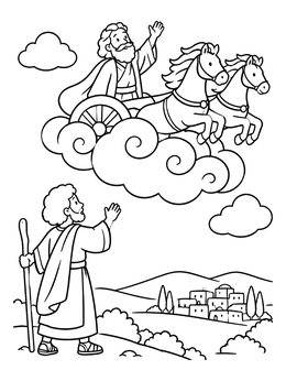 Free printable Elijah Ascending In The Chariot coloring page