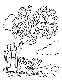 Free printable Elijah Ascending In The Fiery Chariot coloring page