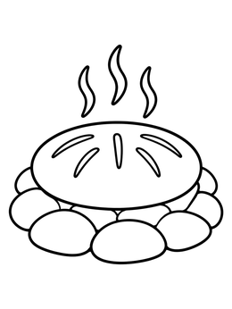 Free printable Warm Bread On Hot Stones coloring page