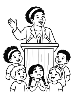 Free printable Ella Baker Speaking To Children coloring page