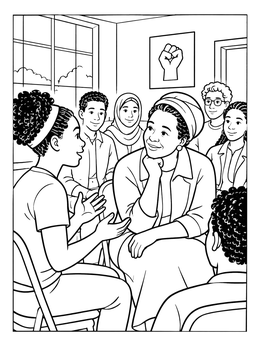 Free printable Ella Baker At Youth Meeting coloring page