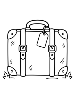 Free printable Vintage Travel Suitcase With Luggage Tag coloring page