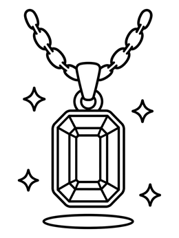 Free printable Emerald Cut Gemstone Necklace coloring page