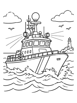 Free printable Coast Guard Cutter On The Sea coloring page