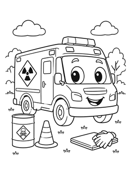Free printable Cute Hazmat Response Truck coloring page