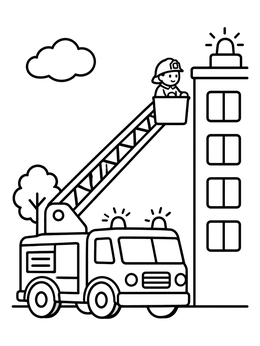 Free printable Fire Truck Ladder Rescue Mission coloring page