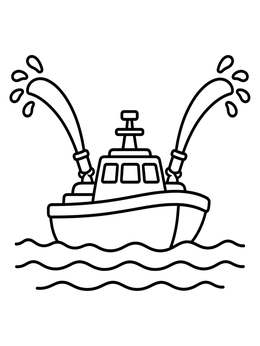 Free printable Harbor Fireboat Spraying Water Cannons coloring page