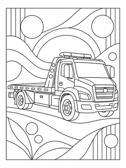 Free printable Modern Flatbed Tow Truck coloring page