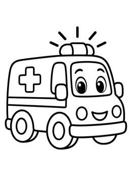 Free printable Friendly Cartoon Ambulance With Siren coloring page