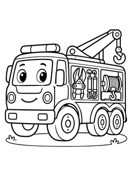 Free printable Friendly Heavy Rescue Squad Truck coloring page