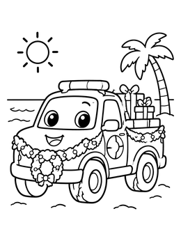 Free printable Holiday Lifeguard Patrol Truck coloring page