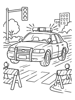Free printable Police Car At City Intersection coloring page