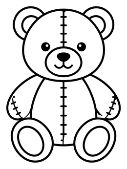 Free printable Cute Stitched Teddy Bear coloring page